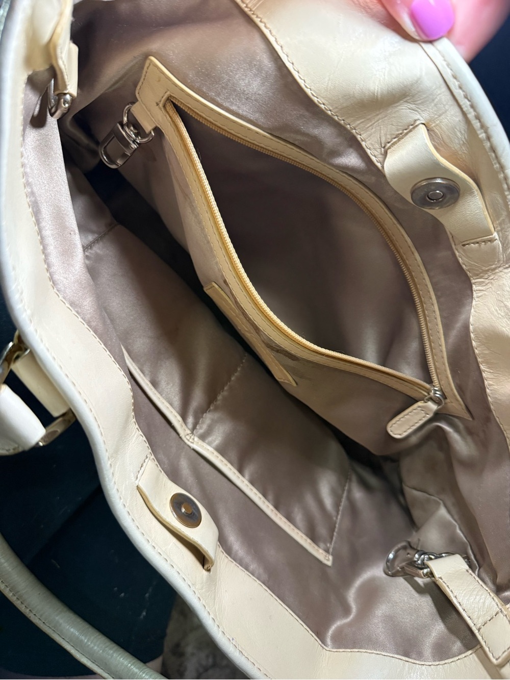 Cole Haan Woven Leather Tote Bag in Tan and Cream - Picture 3 of 4
